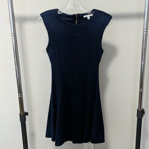 Pleated Navy Dress